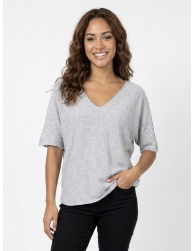 PULL TOP EN MAILLE LÉGÈRE GRIS - FEMME