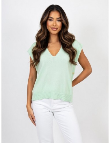TOP PULL EN MAILLE SANS MANCHES VERT...