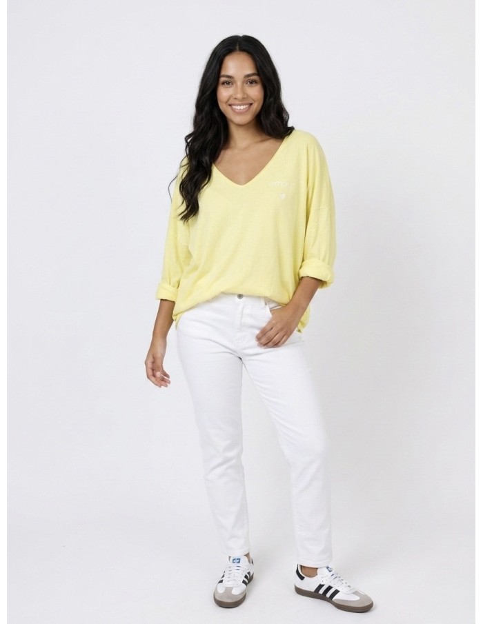 Top pull Oversize "Amour" Jaune Pastel - FEMME