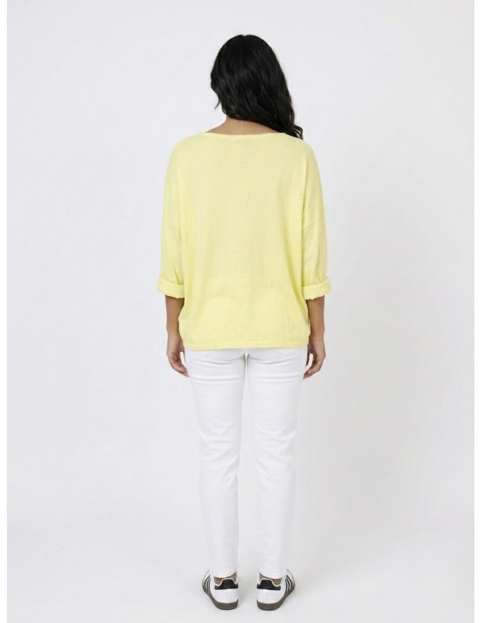 Top pull Oversize "Amour" Jaune Pastel - FEMME
