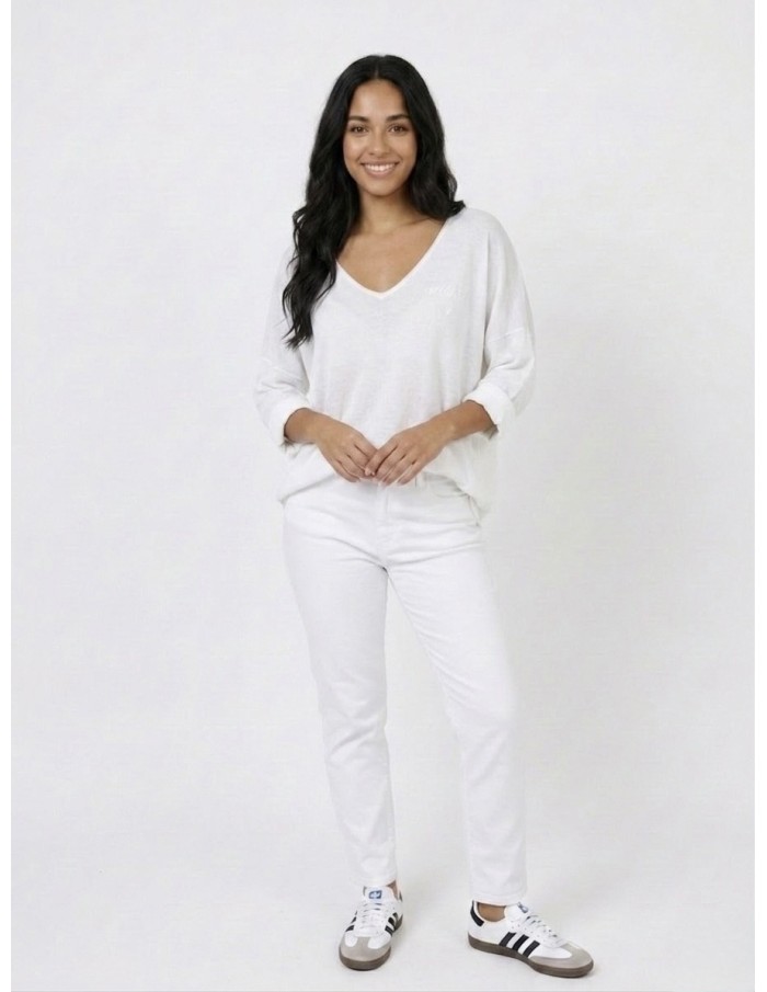 Top pull Oversize "Amour" Blanc - FEMME