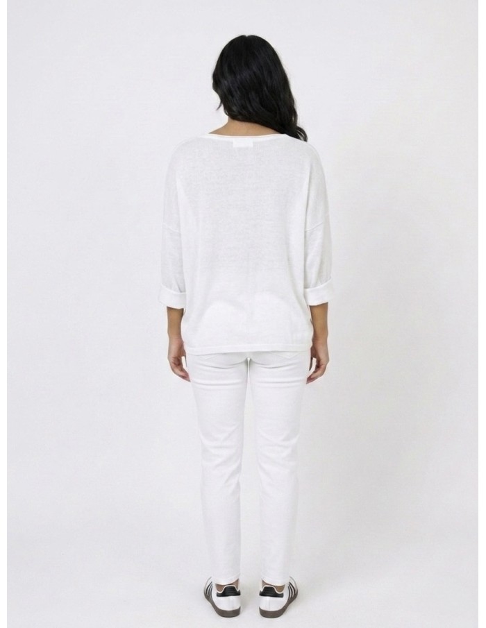 Top pull Oversize "Amour" Blanc - FEMME