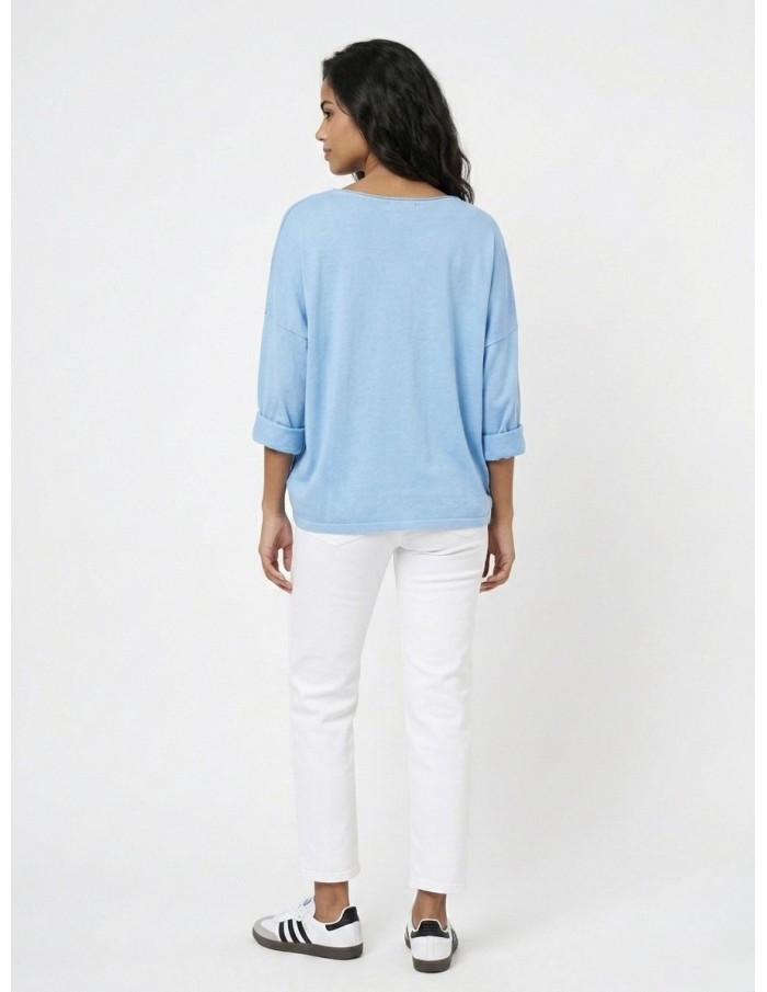 Top pull Oversize "Amour" bleu ciel - FEMME