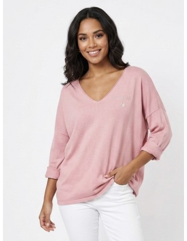 Top pull Oversize "Amour" rose clair...