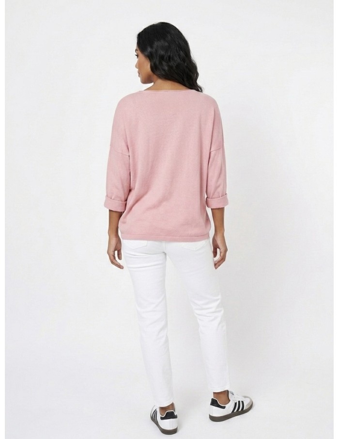 Top pull Oversize "Amour" rose clair - FEMME
