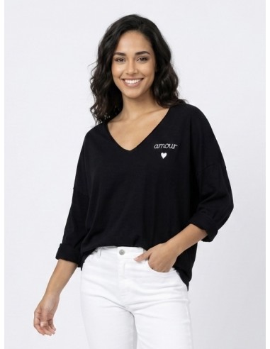 Top pull Oversize "Amour" noir - FEMME