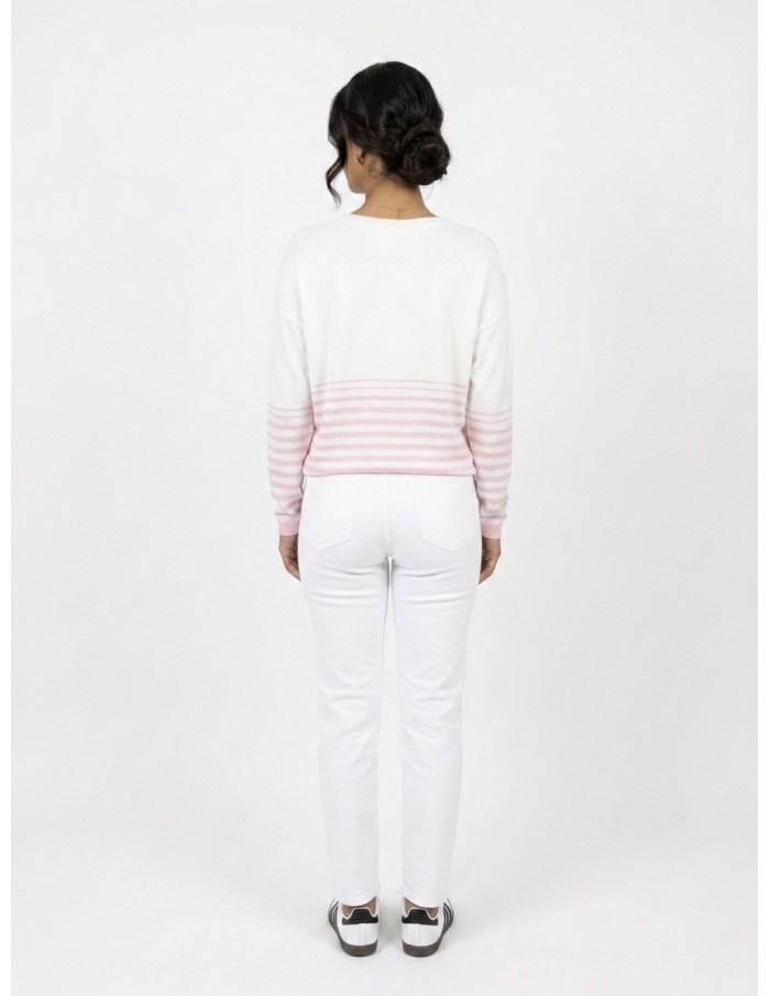 Top pull Oversize "ICONIC " RAYURES ROSE & BLANC - FEMME