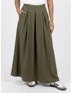 JUPE LONGUE ÉVASÉE KAKI –...