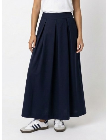 JUPE LONGUE ÉVASÉE BLEU MARINE – FEMME