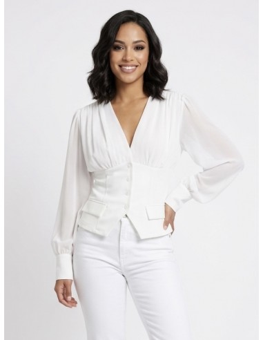 BLOUSE CINTRÉE Blanche - FEMME