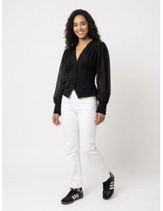 BLOUSE CINTRÉE NOIR - FEMME 2