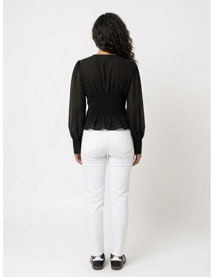 BLOUSE CINTRÉE NOIR - FEMME