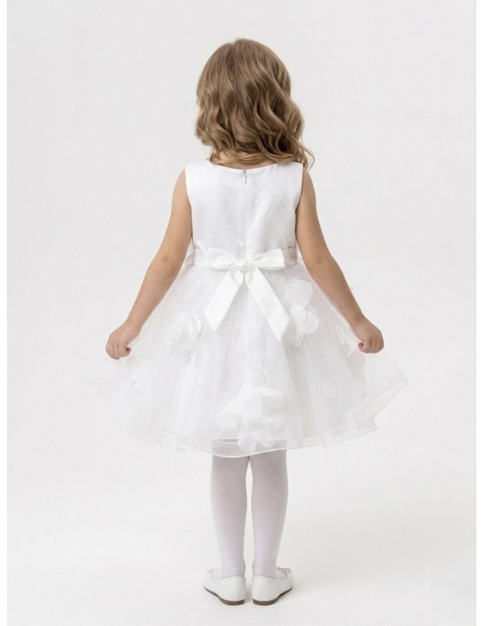ROBE BLANCHE FLEURIE ET NOEUD SATIN DOS - BÉBÉ