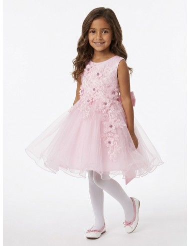 ROBE ROSE POUDRÉ FLEURIE DÉTAILS...