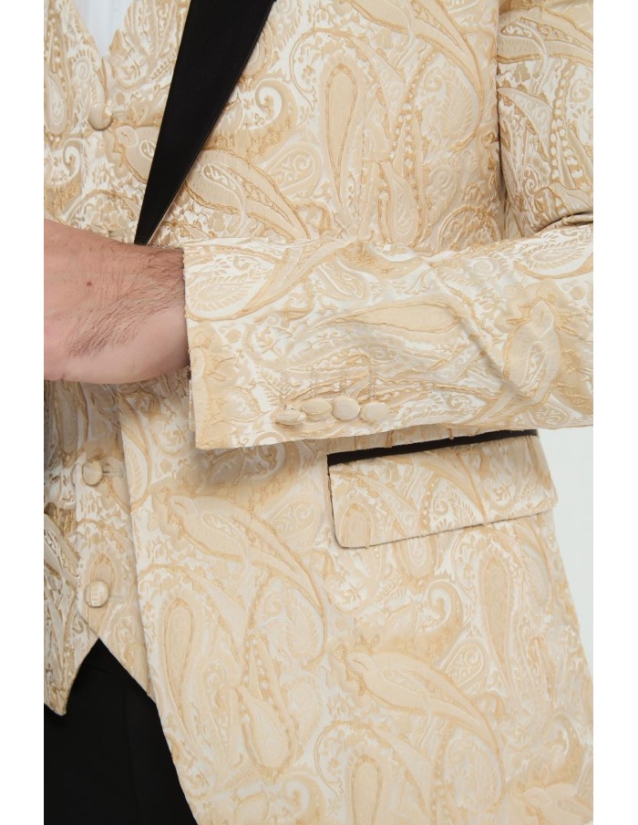 Costume 5 pièces beige et noir- homme
