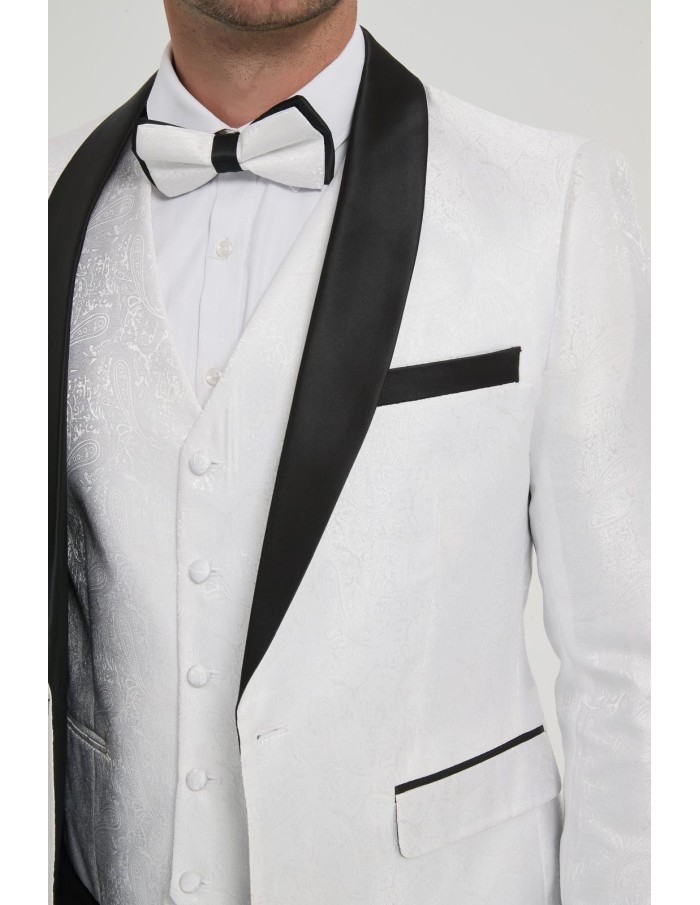 Costume 5 pièces blanc et noir - homme