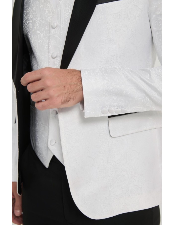 Costume 5 pièces blanc et noir - homme