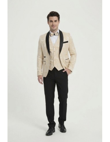 Costume 5 pièces beige et noir- homme