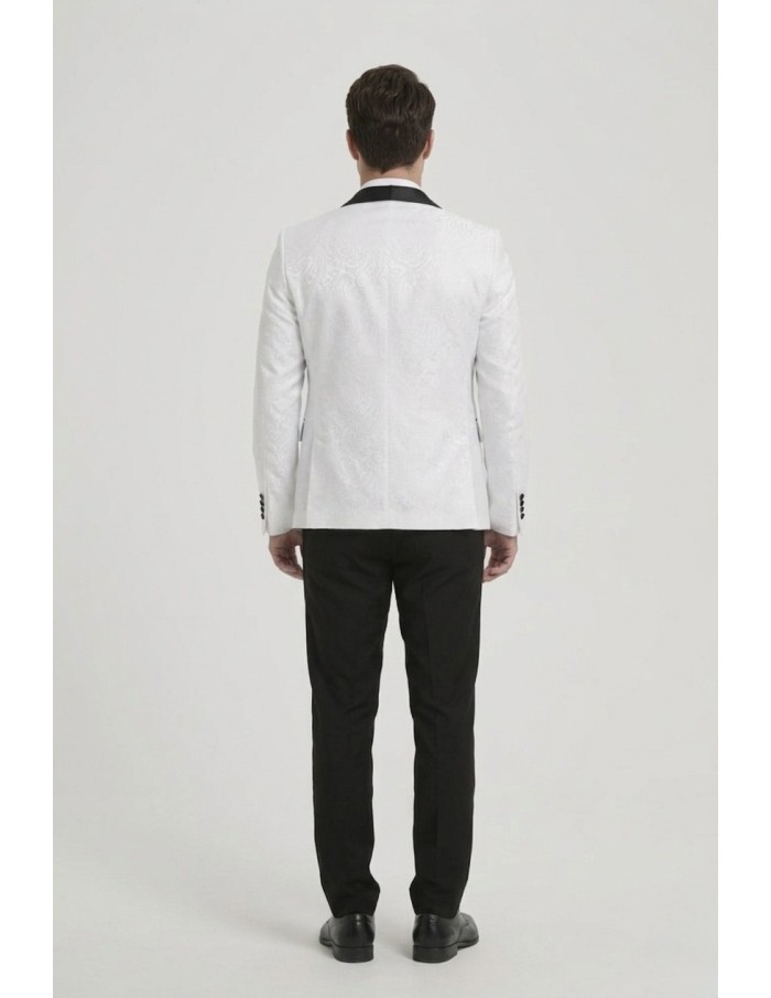Costume 5 pièces blanc et noir - homme