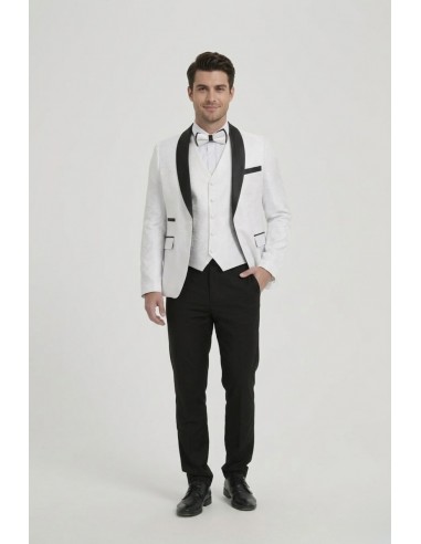 Costume 5 pièces blanc et noir - homme