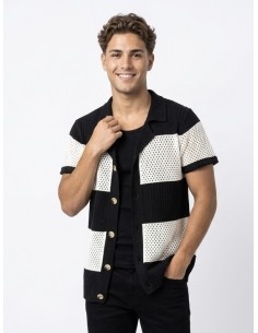 GILET CHEMISE MAILLE NOIR &...