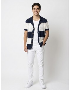 GILET CHEMISE MAILLE BLEU... 2