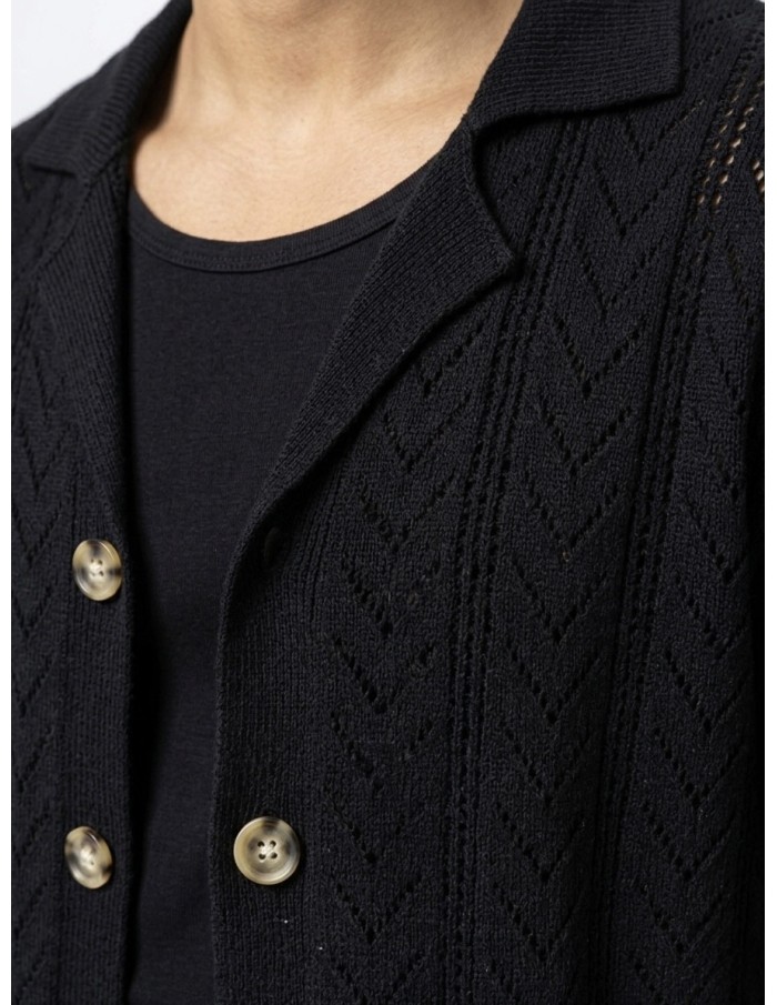GILET CHEMISE MAILLE UNI NOIR - HOMME