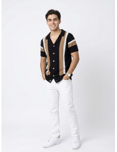 GILET CHEMISE MAILLE NOIR À... 2