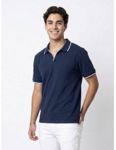 POLO MANCHES COURTES BLEU...