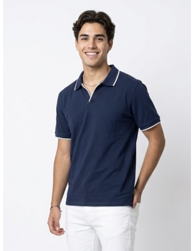 POLO MANCHES COURTES BLEU MARINE &...