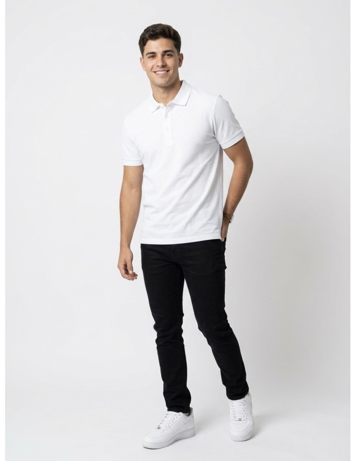 POLO BLANC MANCHES COURTES – HOMME