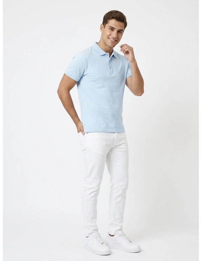 POLO BLEU CIEL MANCHES COURTES – HOMME