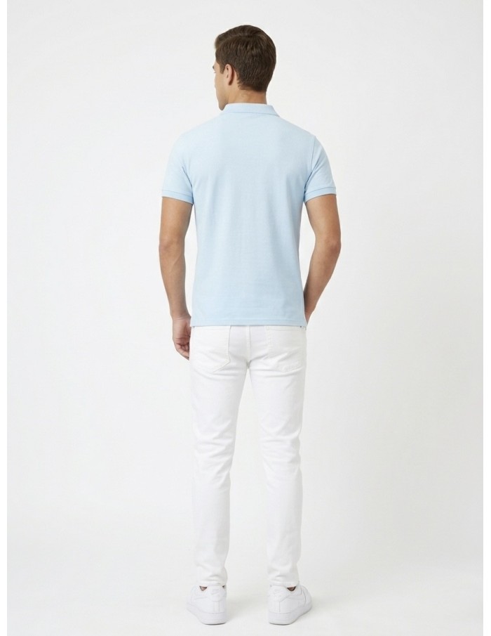 POLO BLEU CIEL MANCHES COURTES – HOMME