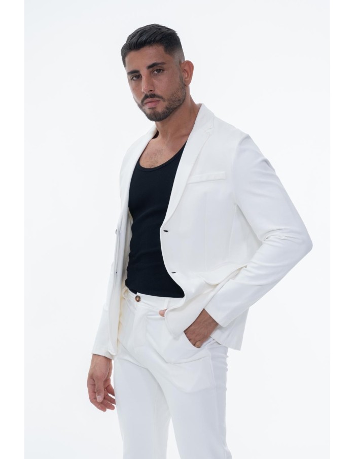 ENSEMBLE TAILLEUR BLANC COUPE AJUSTÉE - HOMME