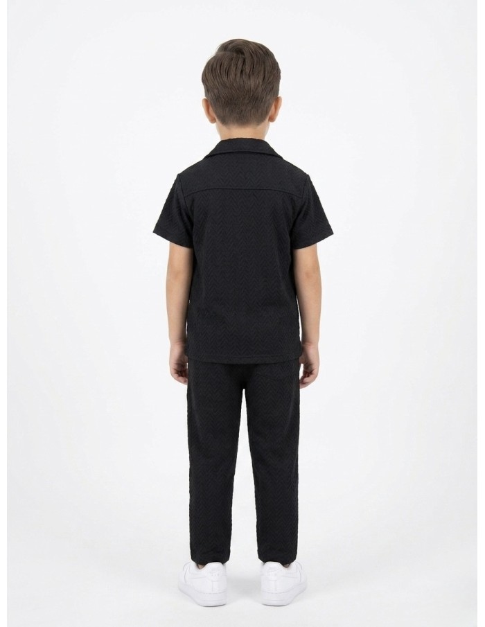 ENSEMBLE TEXTURÉ NOIR CHEMISE + PANTALON - GARÇON