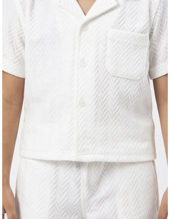 ENSEMBLE TEXTURÉ BLANC CHEMISE + PANTALON - GARÇON