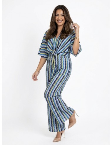 ENSEMBLE MAILLE IMPRIMÉ ZIGZAG BLEU-...