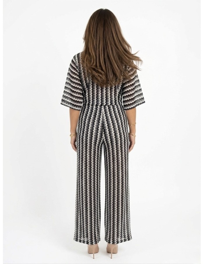 ENSEMBLE MAILLE IMPRIMÉ ZIGZAG NOIR - FEMME