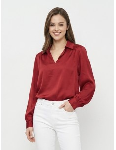 BLOUSE ROUGE SATINÉE À...