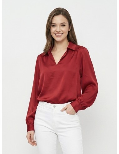BLOUSE ROUGE SATINÉE À MANCHES...