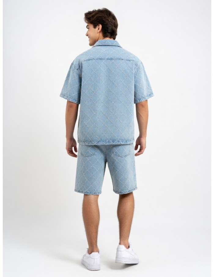 ENSEMBLE CHEMISE & SHORT EN DENIM TEXTURÉ - HOMME