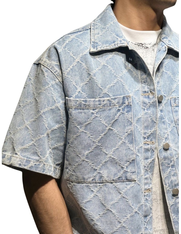 ENSEMBLE CHEMISE & SHORT EN DENIM TEXTURÉ - HOMME