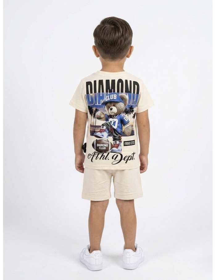 ENSEMBLE BEIGE IMPRIMÉ T-SHIRT + SHORT - GARÇON