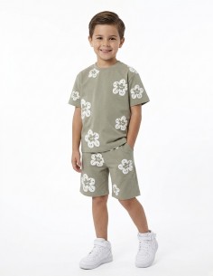 ENSEMBLE FLEURI KAKI...