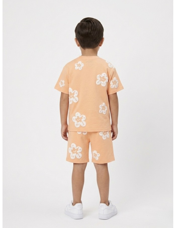 ENSEMBLE FLEURI ORANGE T-SHIRT + SHORT - GARÇON