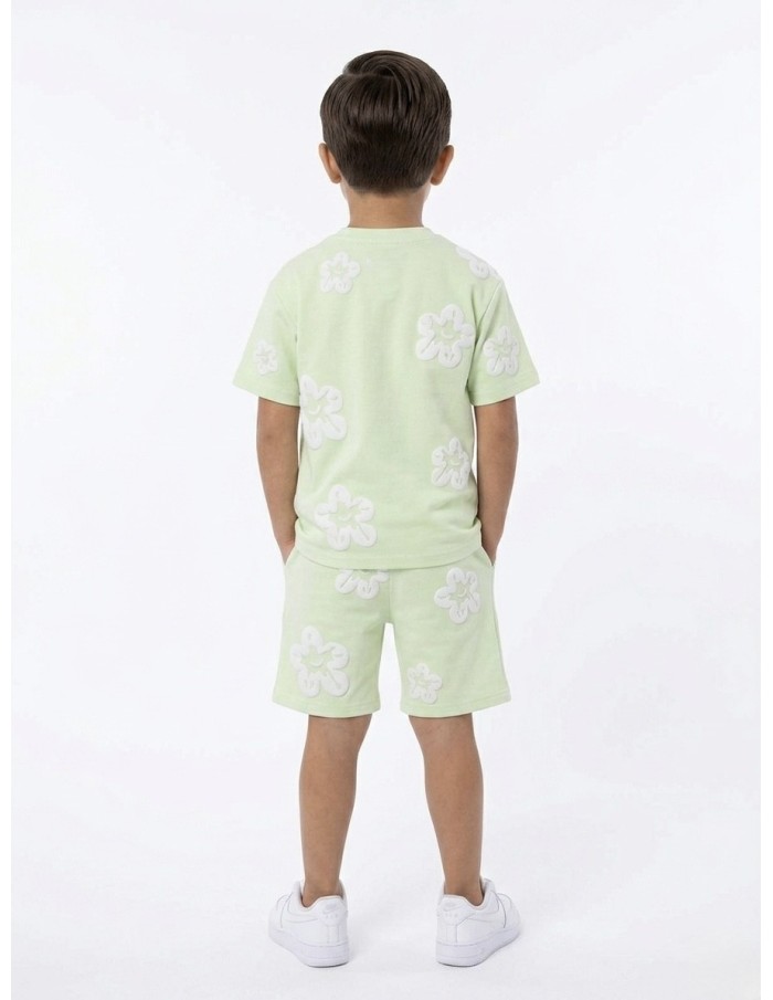 ENSEMBLE FLEURI VERT T-SHIRT + SHORT - GARÇON