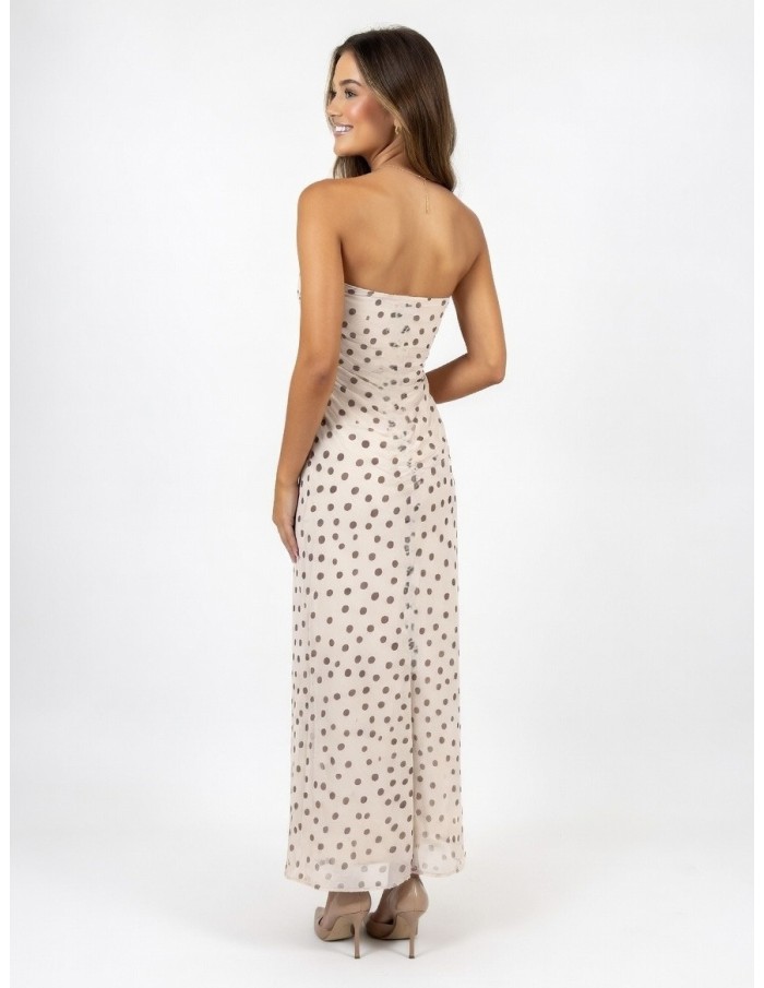 ROBE LONGUE BUSTIER À POIS - FEMME