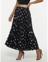 JUPE NOIR LONGUE PLISSÉ A POIS – FEMME