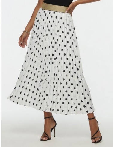 JUPE BLANCHE LONGUE PLISSÉ A POIS –...
