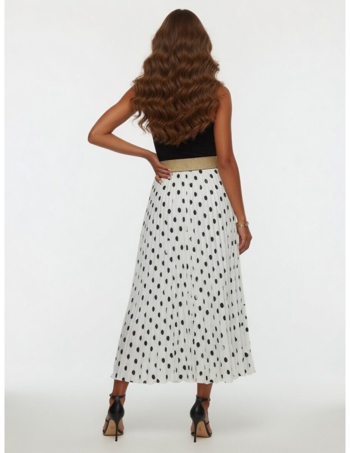JUPE BLANCHE LONGUE PLISSÉ A POIS – FEMME